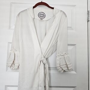 Off-White Ruffle Trim Wrap Blouse